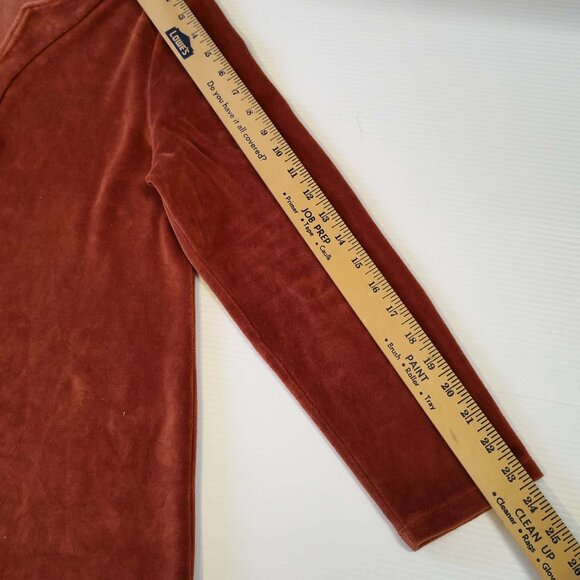 Susan Graver Rust long sleeved, split V-neck velour tunic size M - Picture 8 of 8